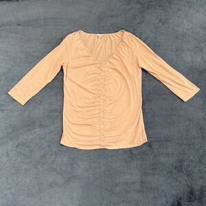 Calvin Klein Light Pink Ruched 3/4 Sleeve Shirt